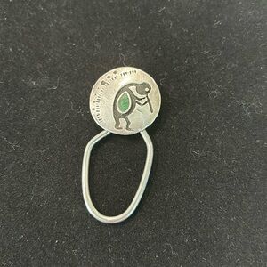 Vintage Native American turquoise sterling silver key fob